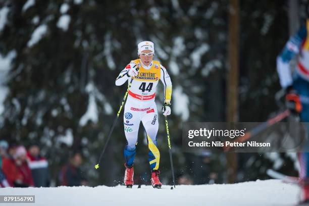 Charlotte Kalla of Sweden during the ladies cross country 10K classic competition at FIS World Cup Ruka Nordic season opening at Ruka Stadium on...