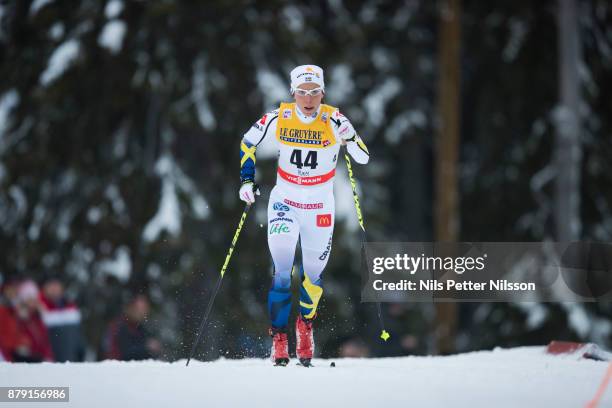 Charlotte Kalla of Sweden during the ladies cross country 10K classic competition at FIS World Cup Ruka Nordic season opening at Ruka Stadium on...