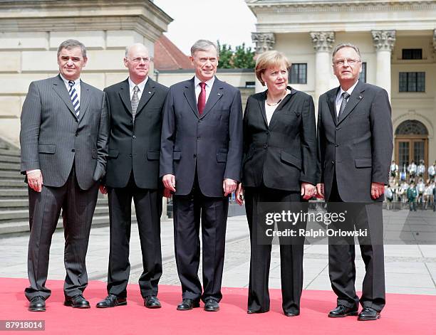German President Horst Koehler , German Chancellor Angela Merkel , Hans-Juergen Papier , President of the German Constitutional Court, Peter Mueller...