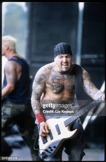 Biohazard, Evan Seinfeld, Billy Graziadei, performing on stage, Pukkelpop Festival, Hasselt, Belgium, 28th August 1999.