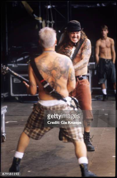 Biohazard, Evan Seinfeld, Billy Graziadei, performing on stage, Pukkelpop Festival, Hasselt, Belgium, 23rd August 1997.