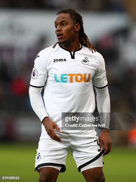 Renato Sanches of Swansea City during the Premier League match between Swansea City and AFC Bournemouth at Liberty Stadium on November 25, 2017 in...