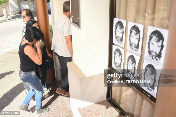 This picture released by Telam shows family members and friends of Santiago Maldonado - who disappeared on August 1, 2017 during a Mapuche protest in...