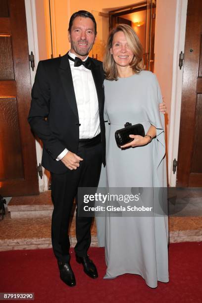 Kasper Rorstedt, Adidas, and his wife Lene Rorstedt during the 80th birthday party of Roland Berger at Cuvillies Theatre on November 25, 2017 in...