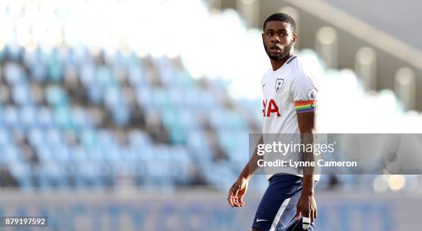 Japher Tanganga of Tottenham Hotspur during the Premier League 2 at The Academy Stadium on November 25, 2017 in Manchester, England.