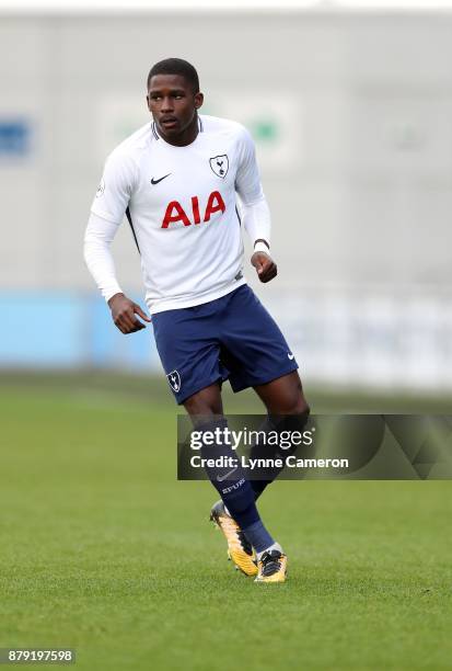 Shilow Tracey of Tottenham Hotspur during the Premier League 2 at The Academy Stadium on November 25, 2017 in Manchester, England.