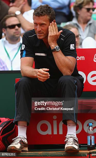 National coach Patrick Kuehnen of Germany is seen during the double of Nicolas Kiefer and Mischa Zverev of Germany during their match against Robin...