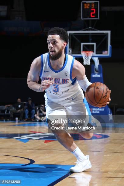 Javan Felix of the Oklahoma City Blue handles the ball during a NBA G-League game against the Agua Caliente Clippers on November 25, 2017 at the Cox...