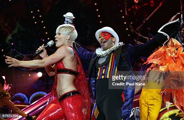 Singer Pink performs on stage at the Burswood Dome on May 22, 2009 in Perth, Australia.
