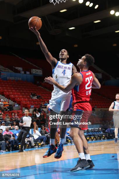 Myke Henry of the Oklahoma City Blue shoots the ball during a NBA G-League game against the Agua Caliente Clippers on November 25, 2017 at the Cox...