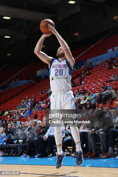 Bryce Alford of the Oklahoma City Blue shoots the ball during a NBA G-League game against the Agua Caliente Clippers on November 25, 2017 at the Cox...