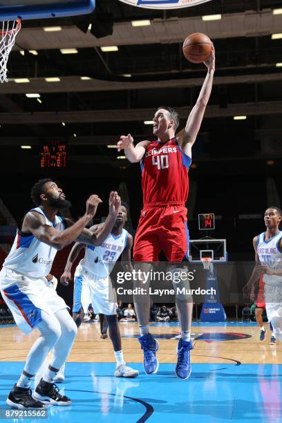 Marshall Plumlee of the Agua Caliente Clippers shoots the ball during an NBA G-League game against the Oklahoma City Blue on November 25, 2017 at the...