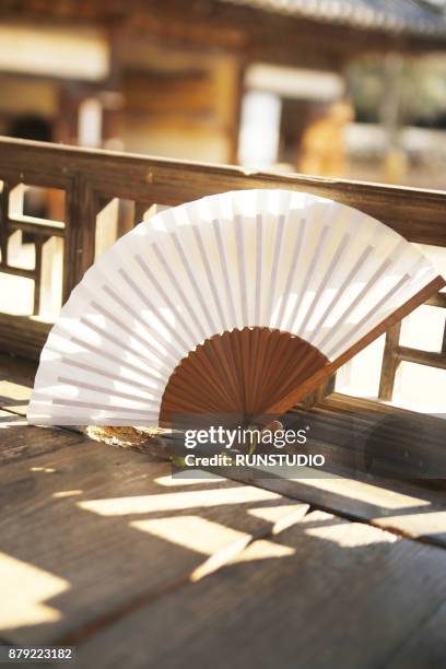 korean traditional folding fan - korea traditional stock pictures, royalty-free photos & images