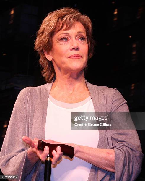 Jane Fonda takes her final curtain call on the closing night of "33 Variations" on Broadway at the Eugene O'Neill Theatre on May 21, 2009 in New York...