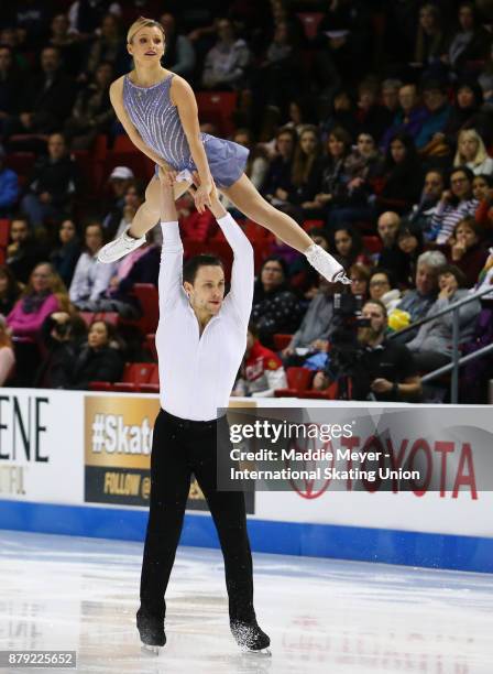 Kirsten Moore-Towers and Michael Marinaro of Canada perform their Pairs Free Skate program on Day 2 of the ISU Grand Prix of Figure Skating at Herb...