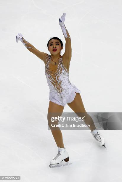 Karen Chen of the United States competes in the Ladies' Short Program during day two of 2017 Bridgestone Skate America at Herb Brooks Arena on...