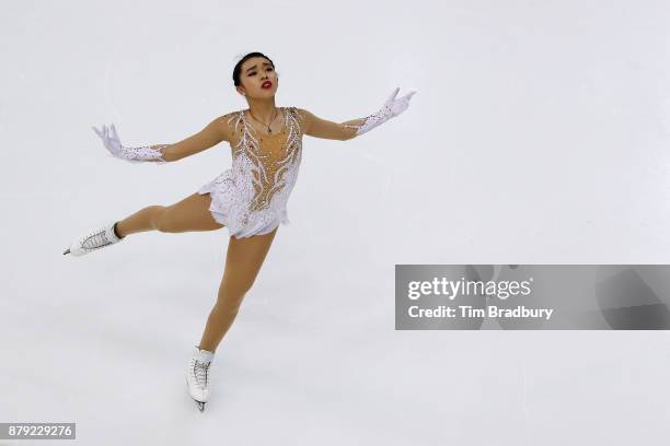 Karen Chen of the United States competes in the Ladies' Short Program during day two of 2017 Bridgestone Skate America at Herb Brooks Arena on...