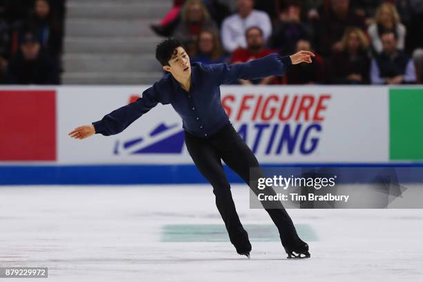 Nathan Chen of the United States competes in the Men's Free Skating during day two of 2017 Bridgestone Skate America at Herb Brooks Arena on November...