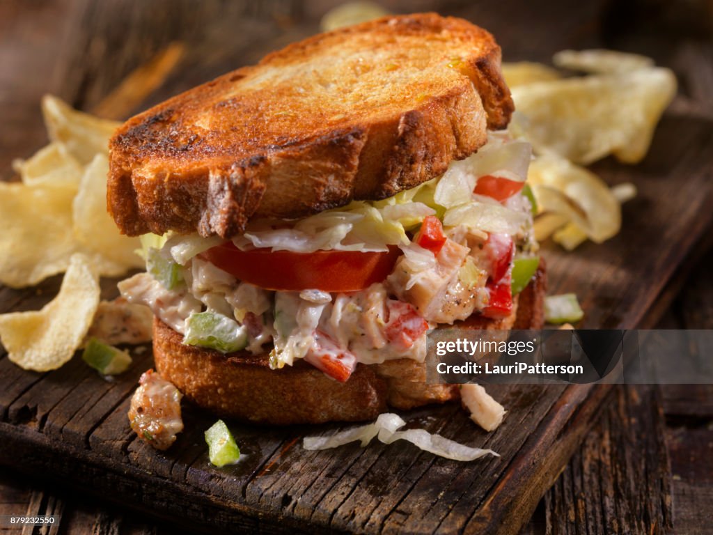 Toasted Chicken Salad Sandwich on Sourdough