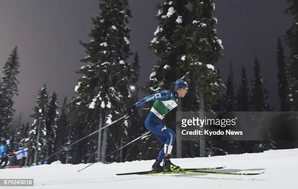 Japan's Akito Watabe competes in the men's individual 10-kilometer cross country race at the Nordic combined World Cup in Ruka, Finland, on Nov. 25,...