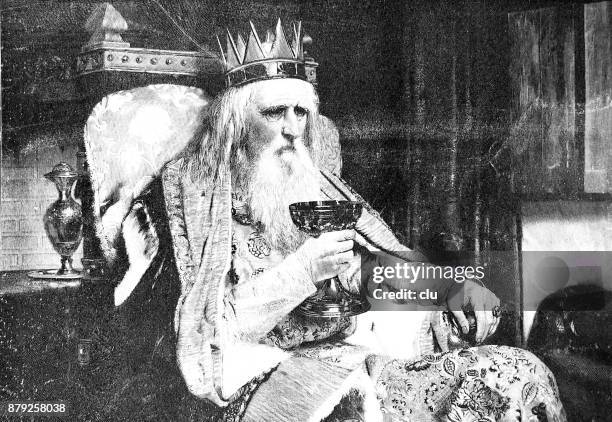 the king of thule - chalice drawing stock illustrations