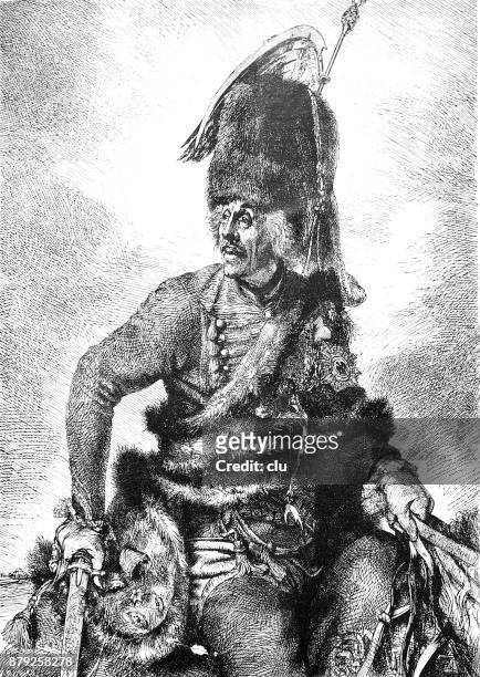 prussian general hans joachim von zieten in uniform sitting on a horse - hans joachim von zieten stock illustrations