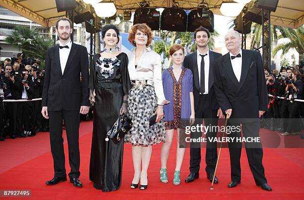 French director and actress Fanny Ardant ,Israeli actress Ronit Elkabetz and cast members arrive for the screening of their movie "Cendres et Sang"...