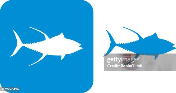blaue gelbflossenthun icons - yellowfin tuna stock-grafiken, -clipart, -cartoons und -symbole