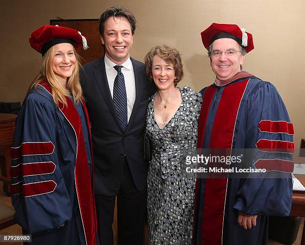 Actress Laura Linney, husband Marc Schauer, Joyce O'Connor and husband, Julliard's Director of the Drama Division James Houghton attend Julliard's...