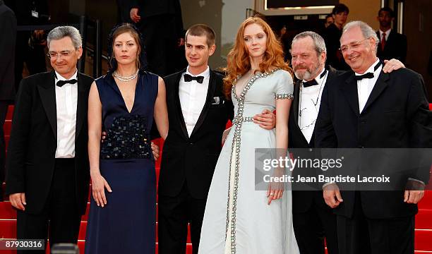 Nicola Percorini, Amy Gilliam, Andrew Garfield, Lily Cole and Terry Gilliam attend "The Imaginarium Of Doctor Parnassus Premiere" at the Palais De...