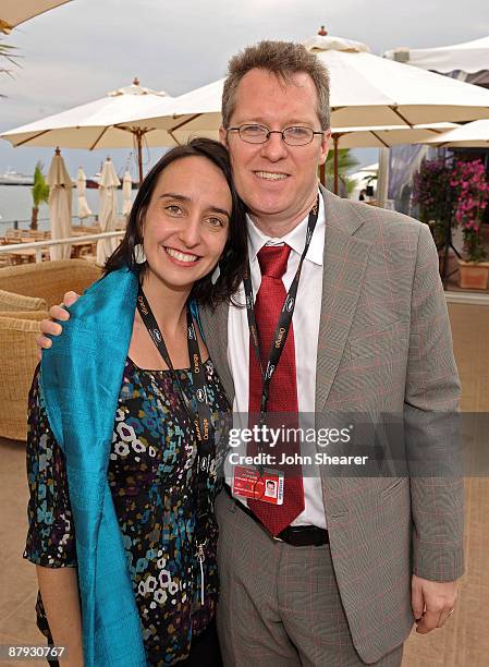 Raphaela Neihausen and Thom Powers attend the Toronto International Film Festival Cocktail at the Plage des Palmes during the 62nd Annual Cannes Film...