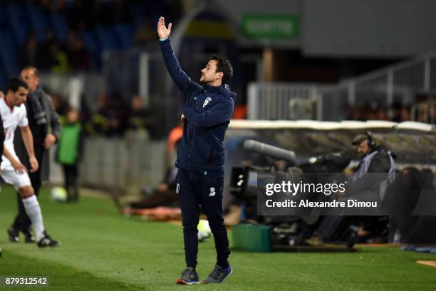 Joao Sacramento Coach of Lille during the Ligue 1 match between Montpellier Herault SC and Lille OSC at Stade de la Mosson on November 25, 2017 in...