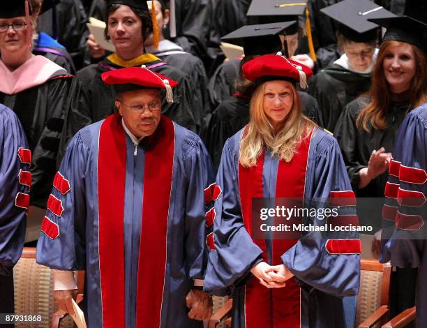 Quincy Jones and actress Laura Linney receive honorary Doctorates at Julliard's 104th commencement ceremony at Alice Tully Hall on May 22, 2009 in...