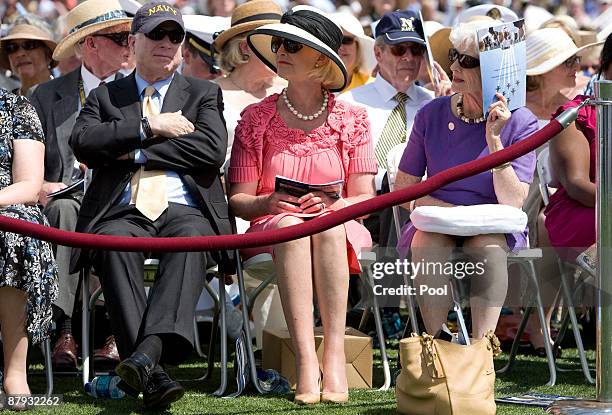 Sen. John McCain, his wife Cindy McCain and mother Roberta McCain attend the U.S. Naval Academy graduation ceremony May 22, 2009 in Annapolis,...