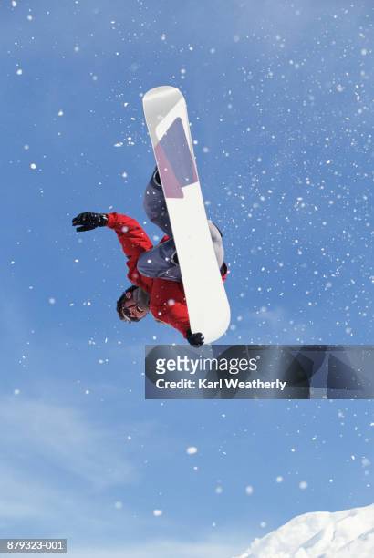 snowboarder in action - snowboard jump bildbanksfoton och bilder