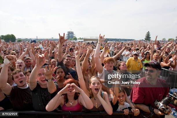 General view of the crowd as the band 3 Door Down performs on stage during the 2009 Miller Lite Carb Day concert at the Indianapolis Motor Speedway...