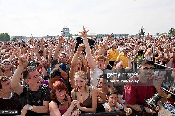 General view of the crowd as the band 3 Door Down performs on stage during the 2009 Miller Lite Carb Day concert at the Indianapolis Motor Speedway...