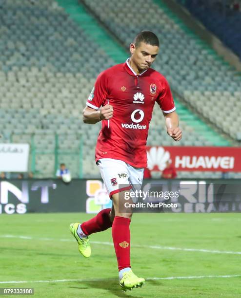 Egypt Al-Ahli player Saad Samir celebrates his goal scored Against Al-Dakhlia during the Egypt Primer League Fixtures 6 Match Between Al-Ahly and...