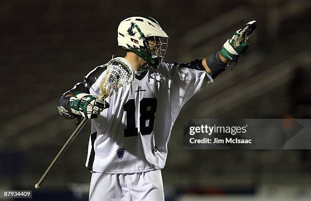 Stephen Peyser of the Long Island Lizards celebrates his goal late in the fourth quarter against the Washington Bayhawks during their Major League...