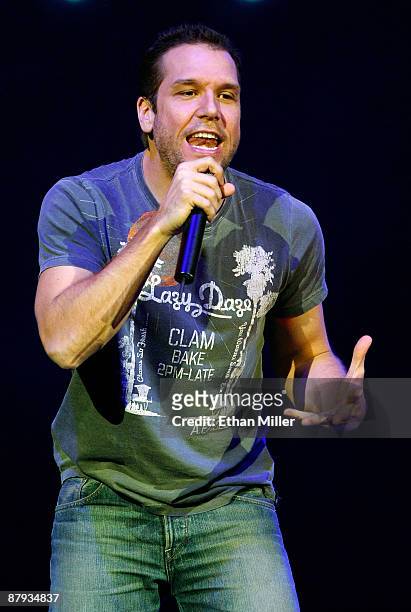 Actor/comedian Dane Cook performs during his "Global Thermo Comedy Tour" at The Pearl concert theater at the Palms Casino Resort May 22, 2009 in Las...