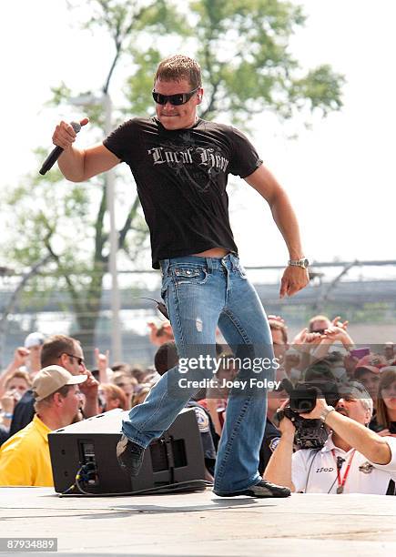 Brad Arnold of 3 Doors Down performs during the 2009 Miller Lite Carb Day concert at the Indianapolis Motor Speedway on May 22, 2009 in Indianapolis,...