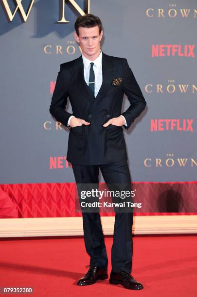 Matt Smith attends the World Premiere of Netflix's "The Crown" Season 2 at Odeon Leicester Square on November 21, 2017 in London, England.