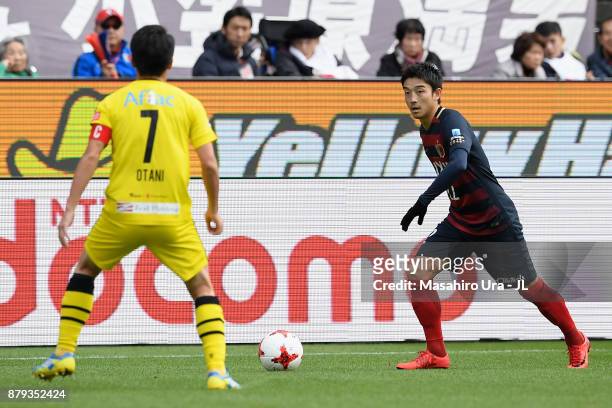 Daigo Nishi of Kashima Antlers in action during the J.League J1 match between Kashima Antlers and Kashiwa Reysol at Kashima Soccer Stadium on...