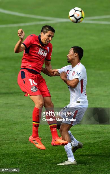 Karim Matmour of Adelaide United during the round eight A-League match between Adelaide United and the Western Sydney Wanderers at Coopers Stadium on...