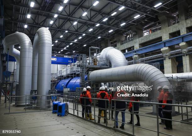 Press members are seen on a press tour at RWE AG - Eemshaven Power Plant in Groningen, the Netherlands on November 26, 2017. As the one of Europe's...