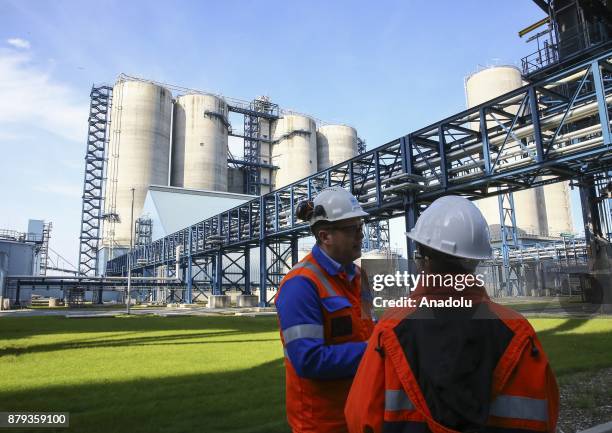 Press members are seen on a press tour at RWE AG - Eemshaven Power Plant in Groningen, the Netherlands on November 26, 2017. As the one of Europe's...