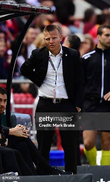 Coach Josep Gombau of Western Sydney Wanderers looks on during the round eight A-League match between Adelaide United and the Western Sydney...