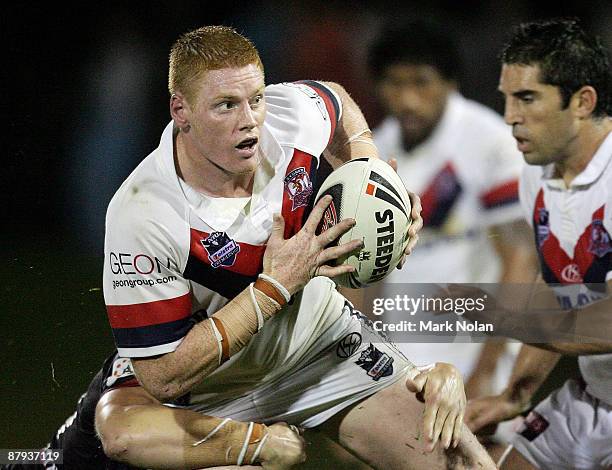 Shane Shackleton of the Roosters in action during the round 11 NRL match between the Penrith Panthers and the Sydney Roosters at CUA Stadium on May...