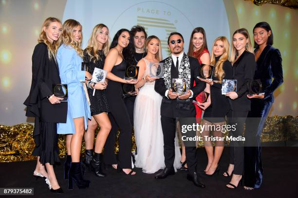 Groupshot with the award winners Shirin David, Nusret Goekce , Ann-Kathrin Broemmel, Anuthida Ploypetch and others attend the Place To B Influencer...