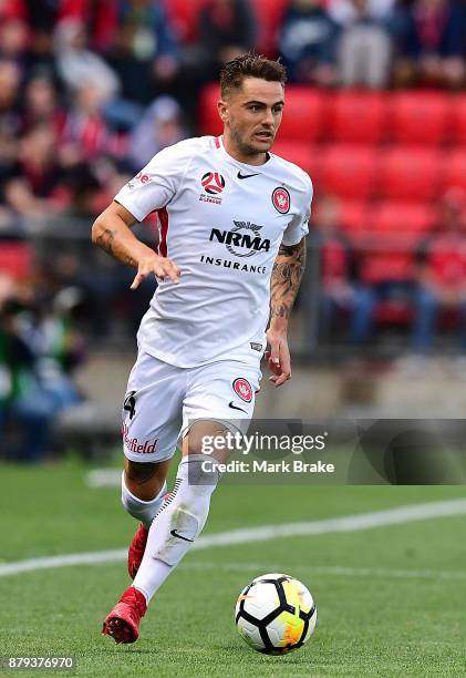 Joshua Risdon of West Sydney Wanderers during the round eight A-League match between Adelaide United and the Western Sydney Wanderers at Coopers...